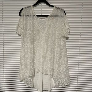 Johnny Was - Ivory embroidered sheer blouse.
